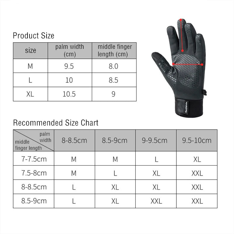 Naturehike Winter Gloves Men's Women's Gloves Motorcycle Gloves Ski Gloves Cycling Running Hiking Gloves Winter Fishing Gloves