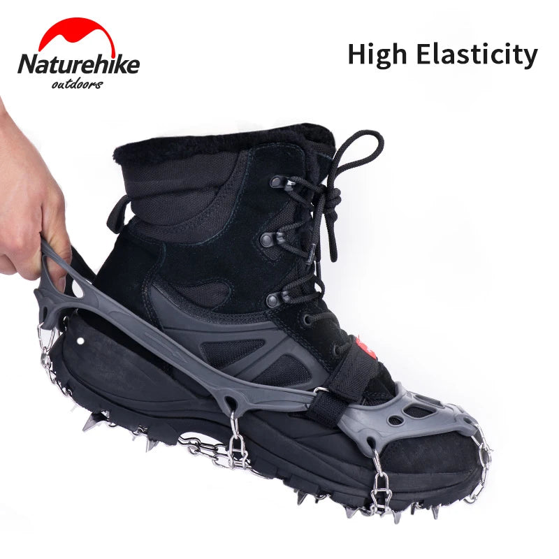 Naturehike 1pair 13 /19 Teeth Anti-slip Climbing Crampons Outdoor Ice Claws Snow Gripper Hiking Shoe Boot Grips Chain Spike