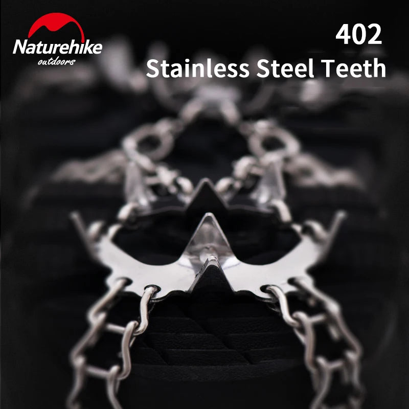 Naturehike 1pair 13 /19 Teeth Anti-slip Climbing Crampons Outdoor Ice Claws Snow Gripper Hiking Shoe Boot Grips Chain Spike