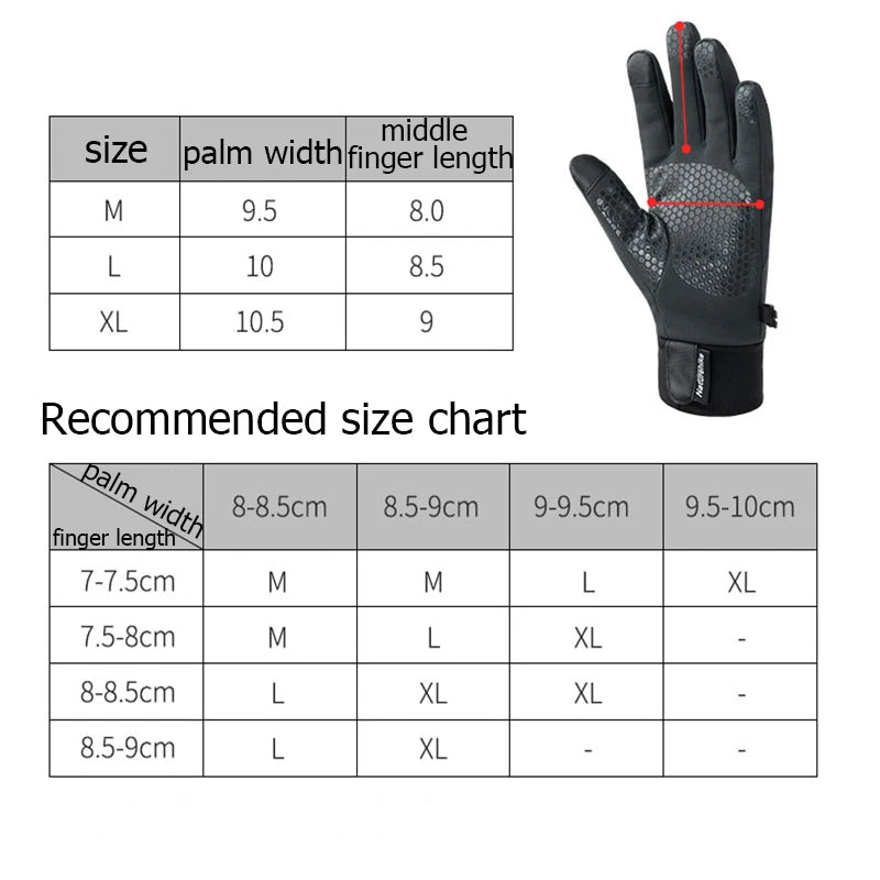 Naturehike Sports Gloves Waterproof Keep Warm Winter Gloves Men Women Outdoor Hiking Climbing Gloves Cycling Motorcycle Gloves