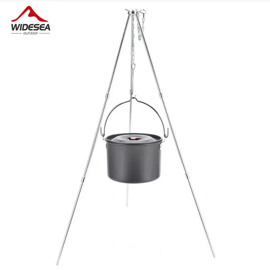 Widesea 4L Camping Cookware Outdoor Tableware Hanging Pot Pan 4-6 Persons Picnic Cooking Tourism Fishing Equipment