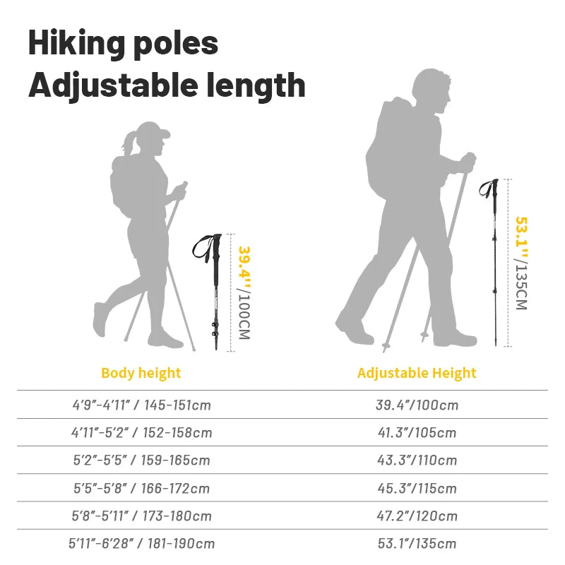Naturehike ST03 Snow Pro Trekking Poles Outdoor Aluminum Alloy Camping Hiking Cane External Lock Telescopic Climbing Equipment