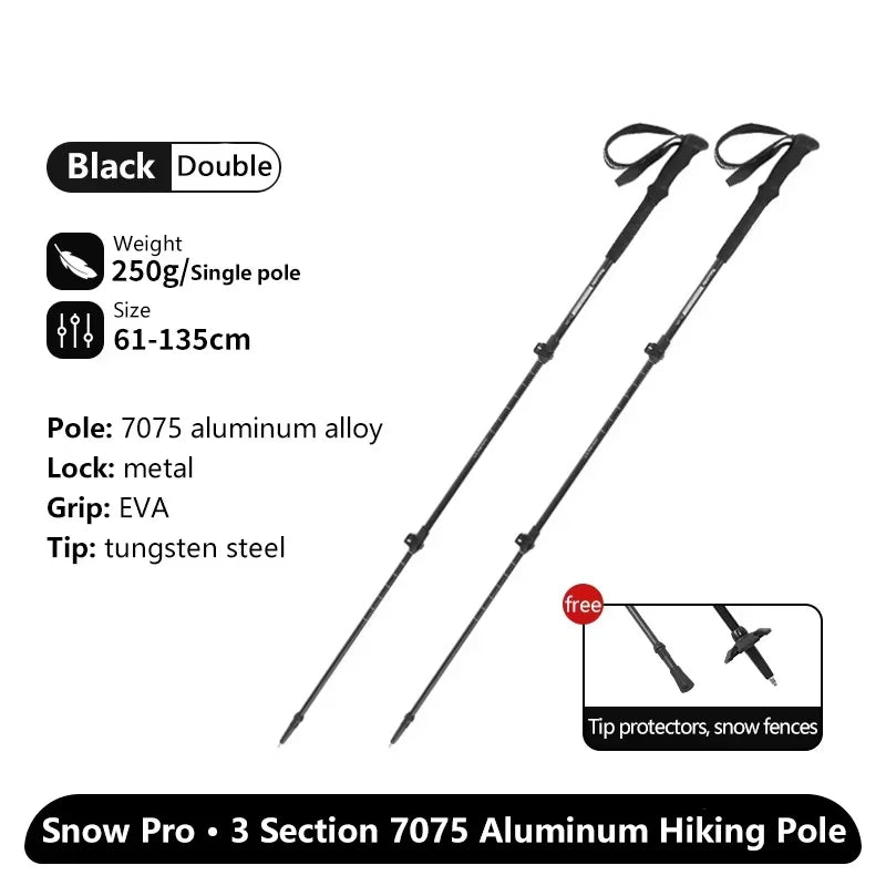 Naturehike ST03 Snow Pro Trekking Poles Outdoor Aluminum Alloy Camping Hiking Cane External Lock Telescopic Climbing Equipment