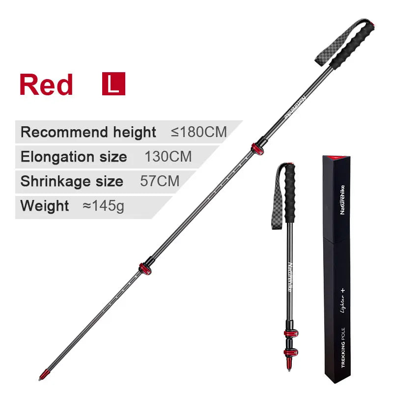 Naturehike Ultralight Carbon Fiber 3-section External Lock Trekking Pole Hiking Mountaineering Portable Cane