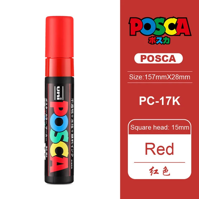 1pcs UNI POSCA Markers Set PC-17K Japan POP Poster Graffiti Pen 15mm Painting Water Based Big Head Pen Art Supplies