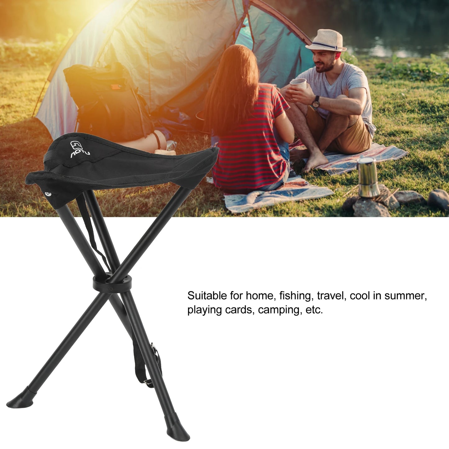Folding Tripod Stool 200KG Load Bearing Camp Stool Portable Foldable Chair For Outdoor Fishing Camping Picnic