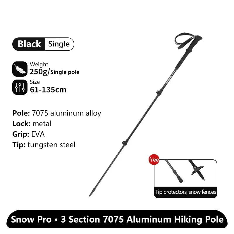 Naturehike ST03 Snow Pro Trekking Poles Outdoor Aluminum Alloy Camping Hiking Cane External Lock Telescopic Climbing Equipment