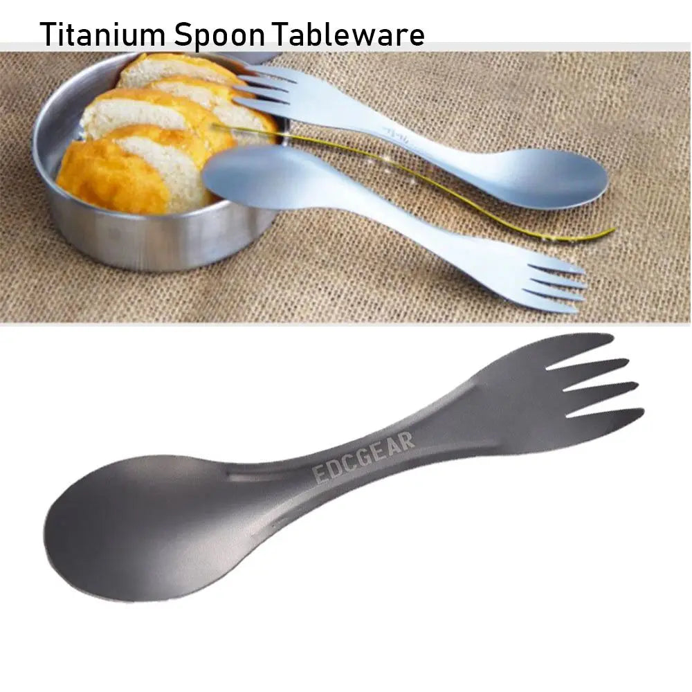 EDC Outdoor Camping Portable Picnic titanium Spoon Tableware titanium alloy Fork Ultralight pure titanium Spork