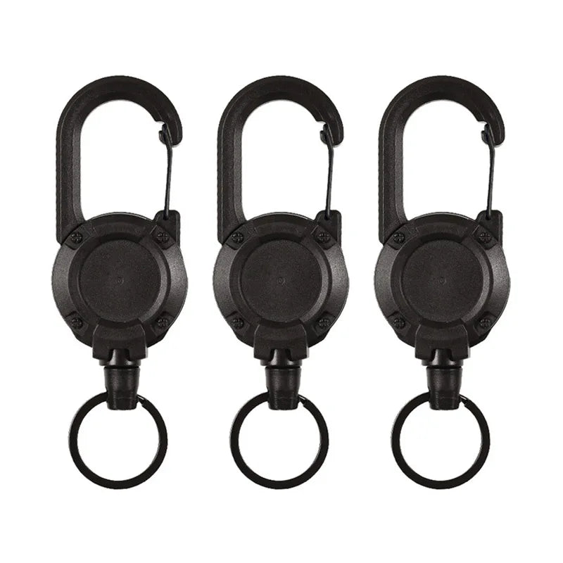 3Pcs Versatile Carabiner Set Outdoor Automatic Retractable Anti-Loss Keychain Telescopic Wire Clips Backpack Key Ring Buckle