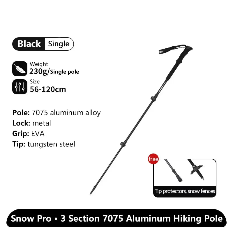 Naturehike ST03 Snow Pro Trekking Poles Outdoor Aluminum Alloy Camping Hiking Cane External Lock Telescopic Climbing Equipment