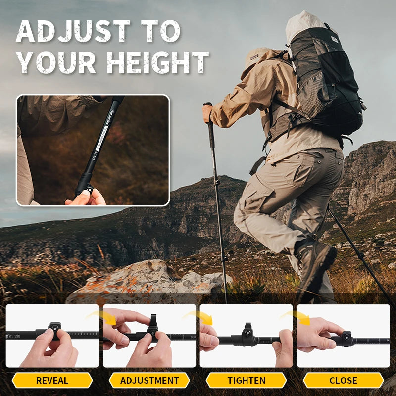 Naturehike ST03 Snow Pro Trekking Poles Outdoor Aluminum Alloy Camping Hiking Cane External Lock Telescopic Climbing Equipment