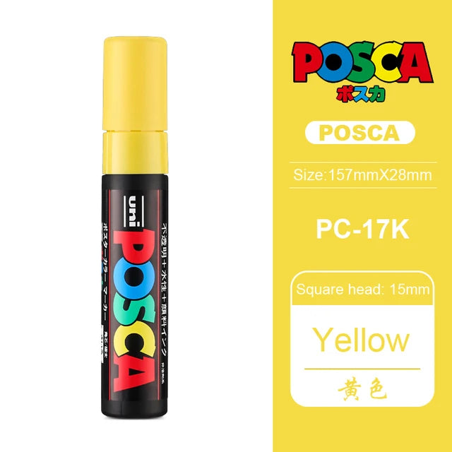 1pcs UNI POSCA Markers Set PC-17K Japan POP Poster Graffiti Pen 15mm Painting Water Based Big Head Pen Art Supplies