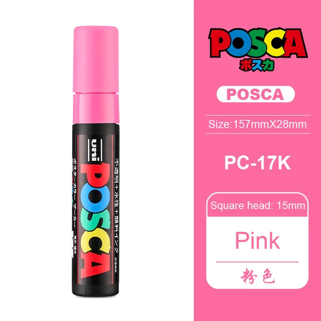 1pcs UNI POSCA Markers Set PC-17K Japan POP Poster Graffiti Pen 15mm Painting Water Based Big Head Pen Art Supplies