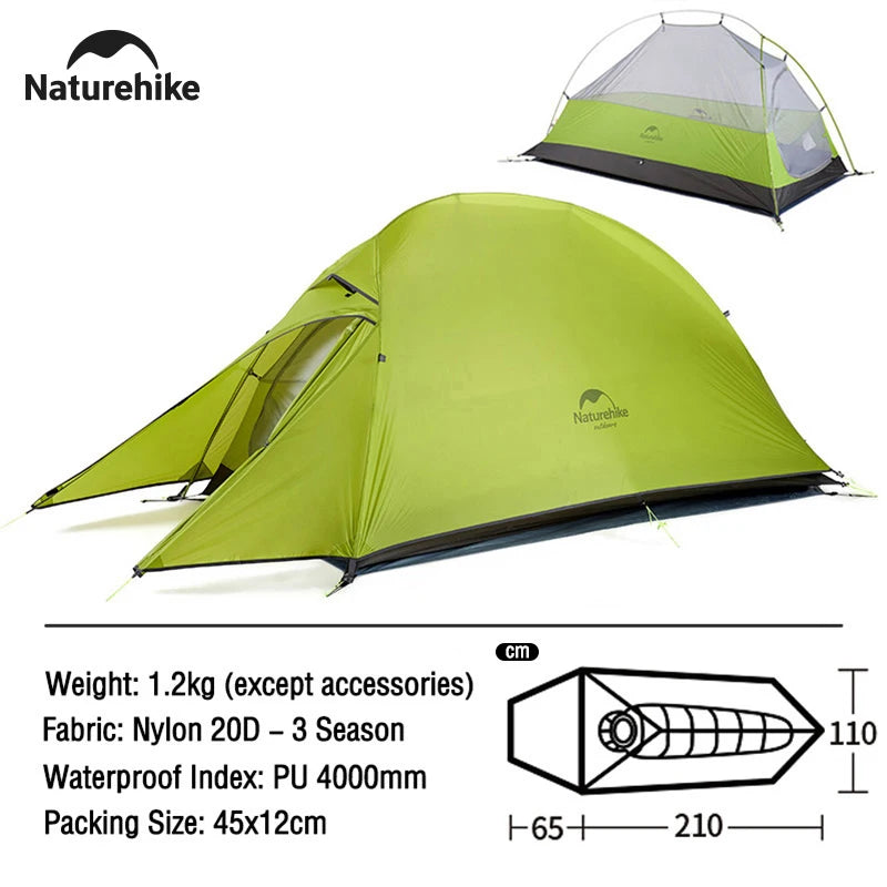 Naturehike Camping Tent Ultralight Portable Cloud Up 1 Person Shelter Tent Folding Backpack Waterproof Tent Travel Beach Tent