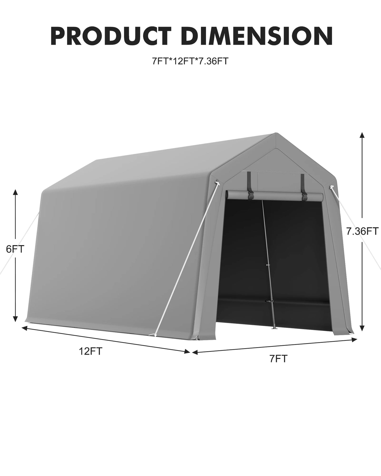 Motorcycle Storage Sheds 7x12 FT Portable Shed with Rolled up Zipper Door, Waterproof, Storage Tent Heavy Duty for Motorcycle