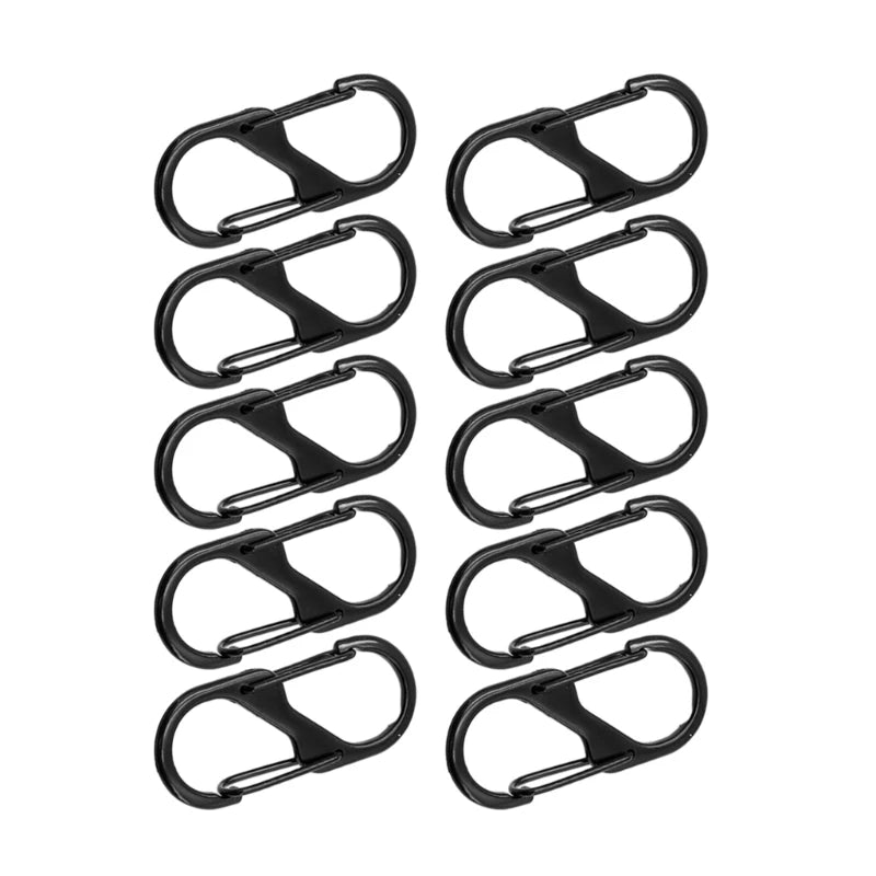 10 Pcs S Shaped Carabiner Metal Double Hooks Carabiner Keychain Small Spring Clips for Camping Fishing Traveling