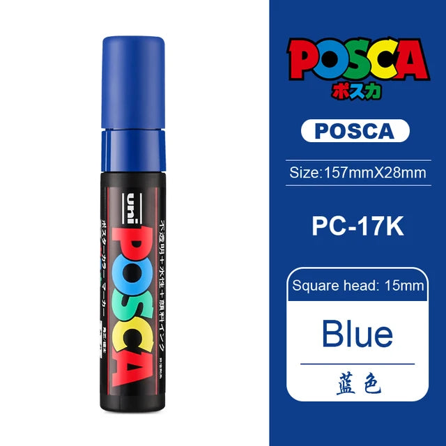 1pcs UNI POSCA Markers Set PC-17K Japan POP Poster Graffiti Pen 15mm Painting Water Based Big Head Pen Art Supplies