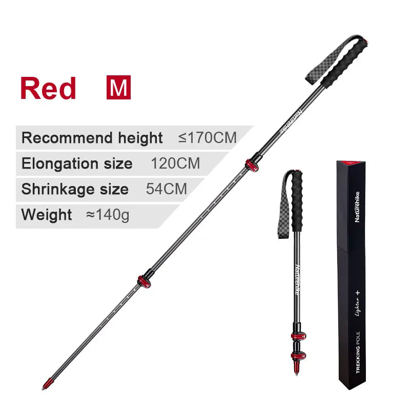 Naturehike Ultralight Carbon Fiber 3-section External Lock Trekking Pole Hiking Mountaineering Portable Cane
