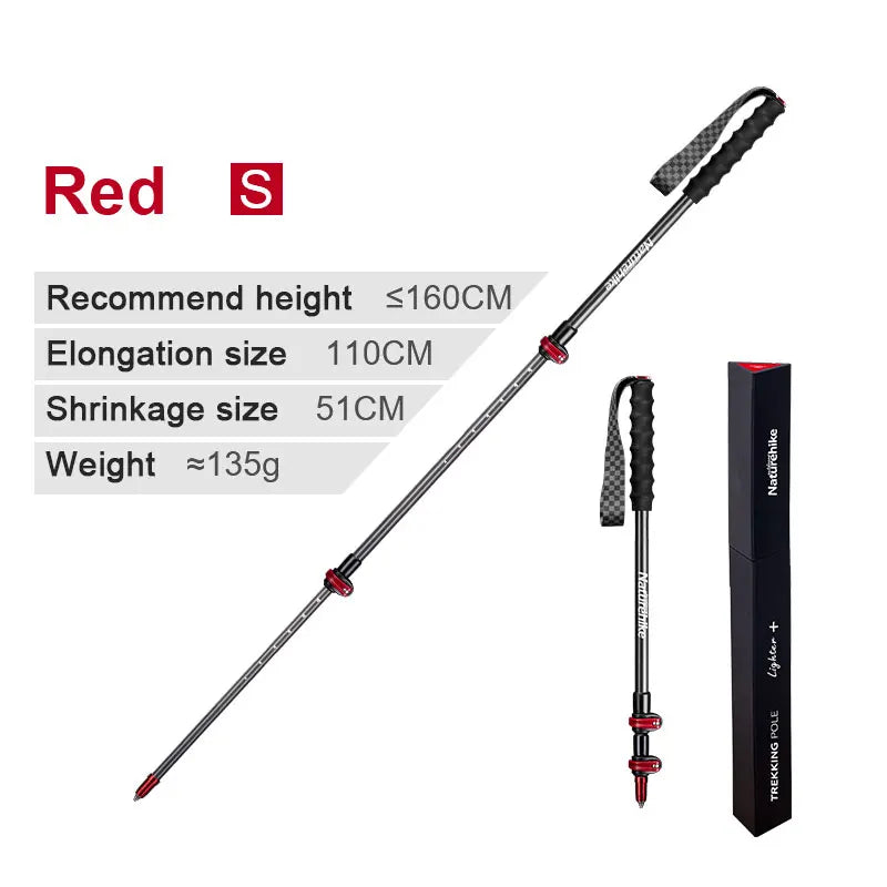 Naturehike Ultralight Carbon Fiber 3-section External Lock Trekking Pole Hiking Mountaineering Portable Cane