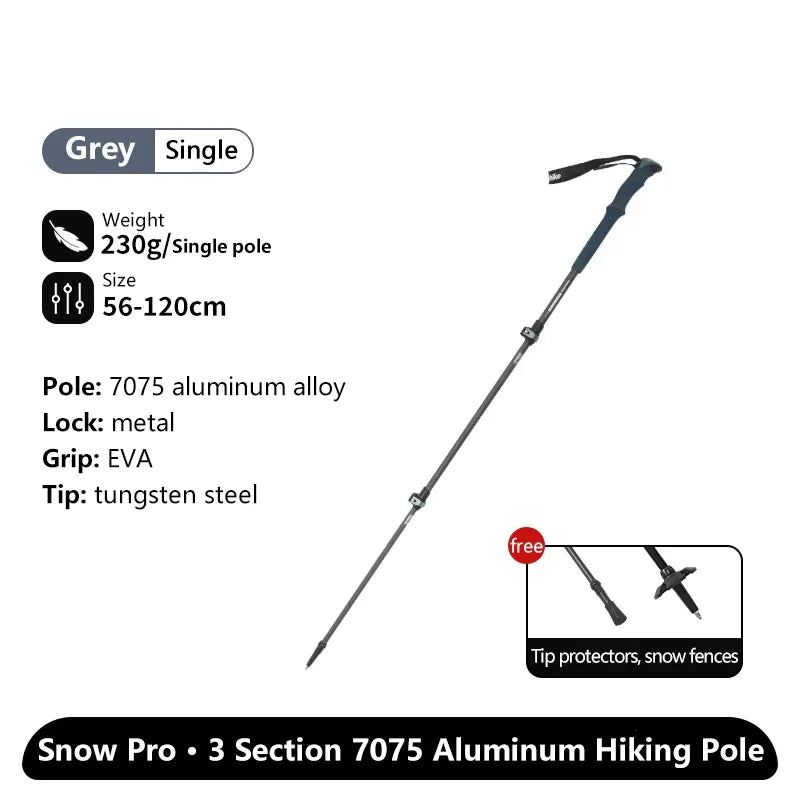 Naturehike ST03 Snow Pro Trekking Poles Outdoor Aluminum Alloy Camping Hiking Cane External Lock Telescopic Climbing Equipment