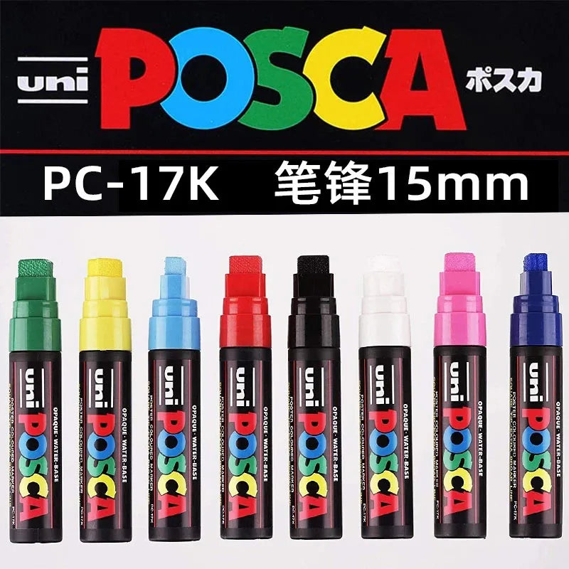 1pcs UNI POSCA Markers Set PC-17K Japan POP Poster Graffiti Pen 15mm Painting Water Based Big Head Pen Art Supplies
