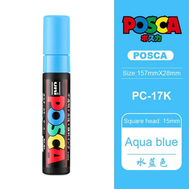 1pcs UNI POSCA Markers Set PC-17K Japan POP Poster Graffiti Pen 15mm Painting Water Based Big Head Pen Art Supplies