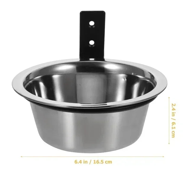 Wall Mounted Pet Bowl Stationary Dog Cage Bowl Stainless Steel Dog Cat Hanging Bowls Durable Puppy Kitten Feeder Water Food Bowl
