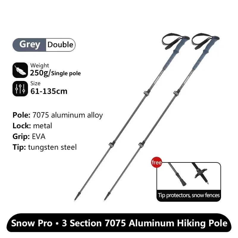 Naturehike ST03 Snow Pro Trekking Poles Outdoor Aluminum Alloy Camping Hiking Cane External Lock Telescopic Climbing Equipment