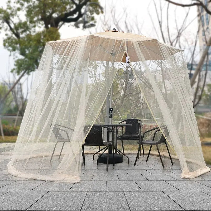 Umbrella Mosquito Netting for Outdoor Garden Patio Umbrellas Adjustable Rope Polyester Sunshade Mosquito Net for Travel Tent