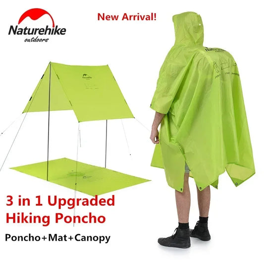 Naturehike Outdoor mountaineering walking 3 in 1 poncho Triad to groundsheet awning raincoat outdoor raincoat