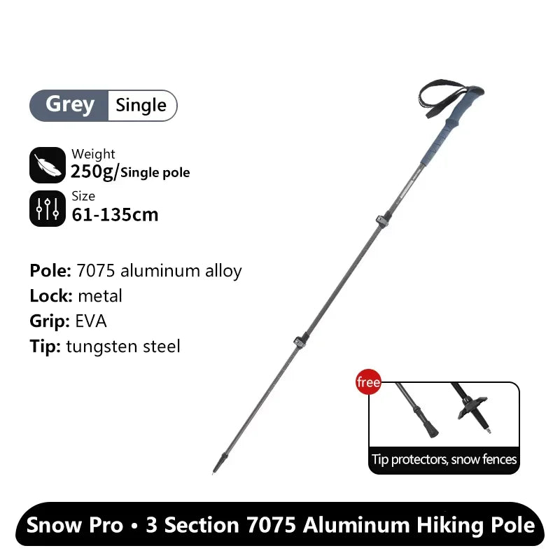 Naturehike ST03 Snow Pro Trekking Poles Outdoor Aluminum Alloy Camping Hiking Cane External Lock Telescopic Climbing Equipment