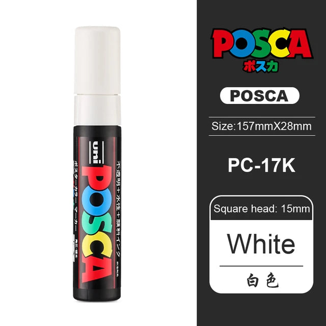 1pcs UNI POSCA Markers Set PC-17K Japan POP Poster Graffiti Pen 15mm Painting Water Based Big Head Pen Art Supplies