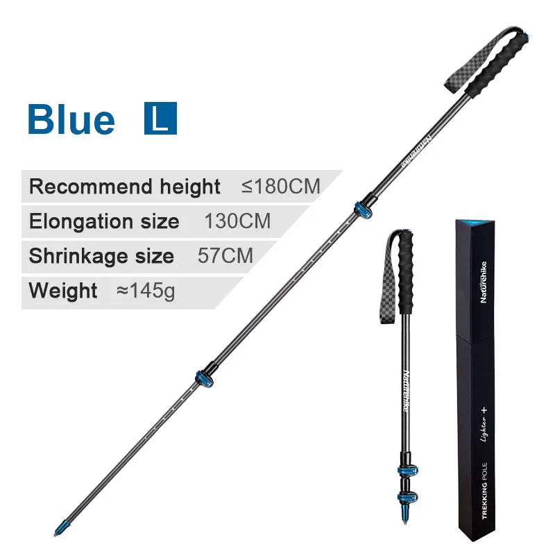 Naturehike Ultralight Carbon Fiber 3-section External Lock Trekking Pole Hiking Mountaineering Portable Cane