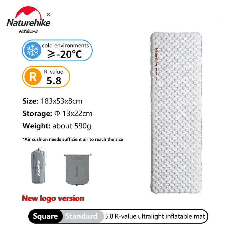 Naturehike Inflatable Mat Ultralight 5.8 High R Value Warm Sleeping Pad Portable Outdoor Camping Tent Single Moisture-proof Mats