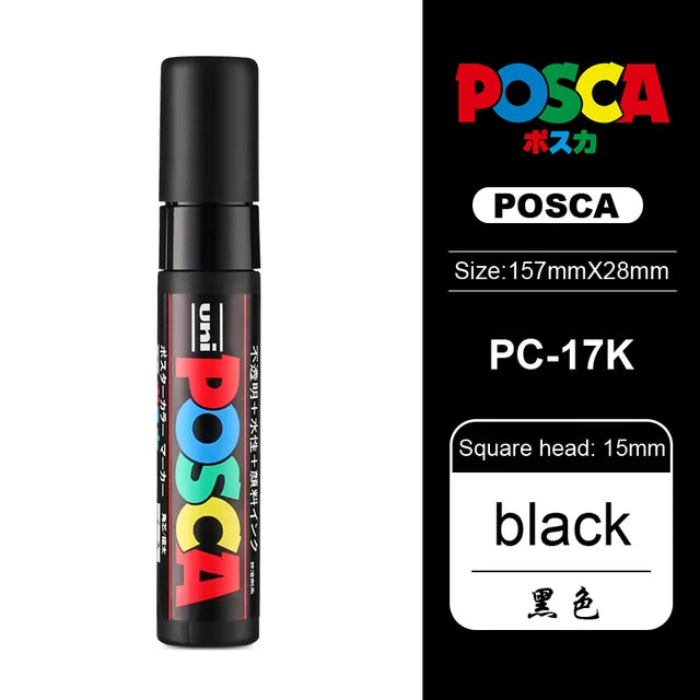 1pcs UNI POSCA Markers Set PC-17K Japan POP Poster Graffiti Pen 15mm Painting Water Based Big Head Pen Art Supplies