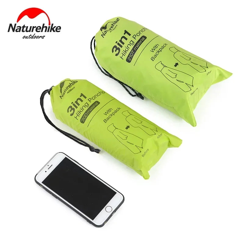 Naturehike Outdoor mountaineering walking 3 in 1 poncho Triad to groundsheet awning raincoat outdoor raincoat