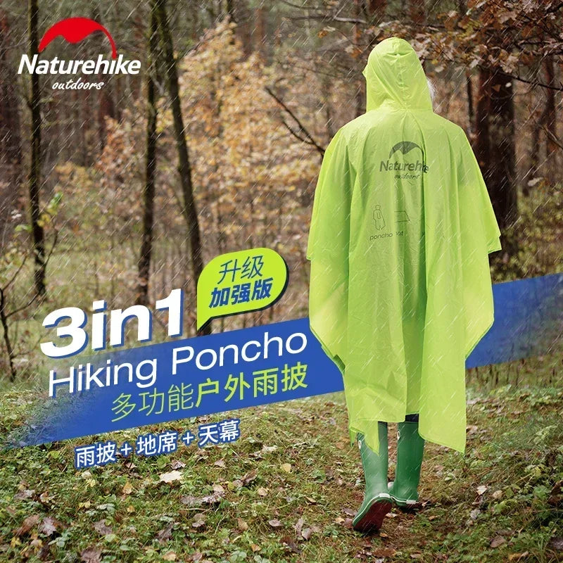 Naturehike Outdoor mountaineering walking 3 in 1 poncho Triad to groundsheet awning raincoat outdoor raincoat