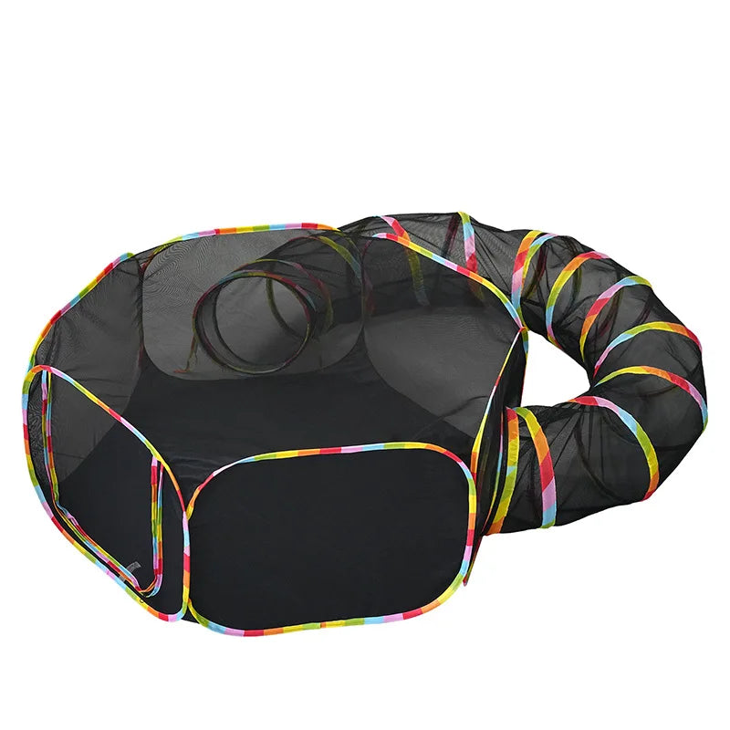 Cat Rainbow Tunnel Collapsible Portable Cat Tent Interactive Play Toy Connectable Circle Playground Tunnel Drill Hole Pet Toys