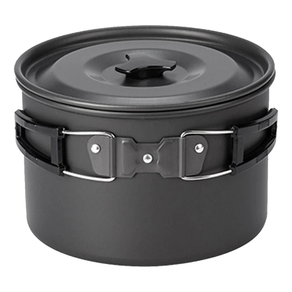 Portable Camping Pot with Lid and Folding Handle Camping Cook Pot Non-Stick Camping Cooking Utensils for Camping Hiking Picnic