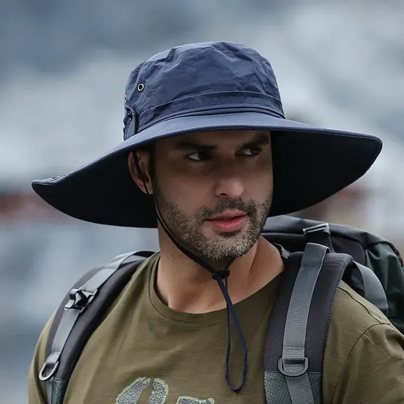 New Sun Protection Fishing Hat Summer Breathable Mesh Camping Hiking Caps Anti-UV Sun Hat Mountaineering Caps Men's Panama Hat