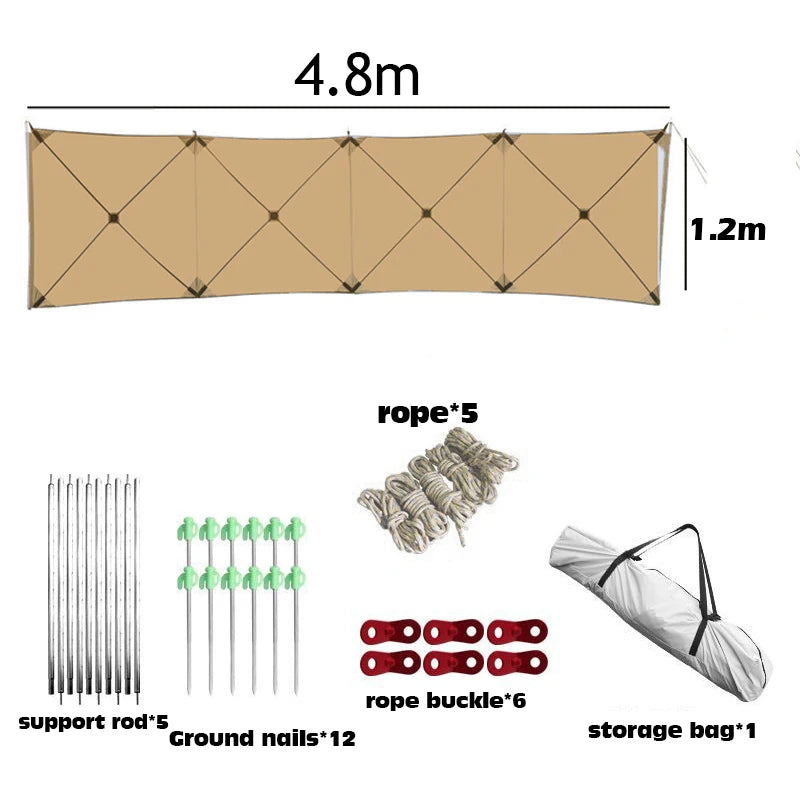 Windscreen Folding Windproof Shield Camping Awning Windbreaker tent Outdoor Canopy Sunshade Tent Large Tarp Windscreen Shelter