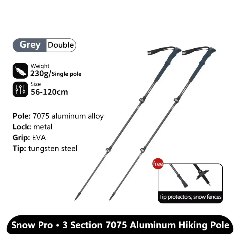 Naturehike ST03 Snow Pro Trekking Poles Outdoor Aluminum Alloy Camping Hiking Cane External Lock Telescopic Climbing Equipment