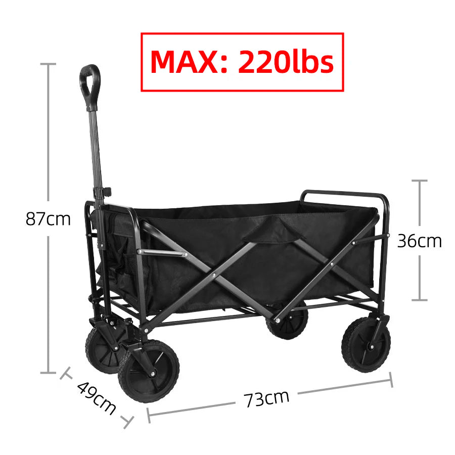 Heavy Duty Large Capacity Folding Wagon Shopping Beach Garden Pull Trolley Collapsible Folding Outdoor Portable Utility Cart