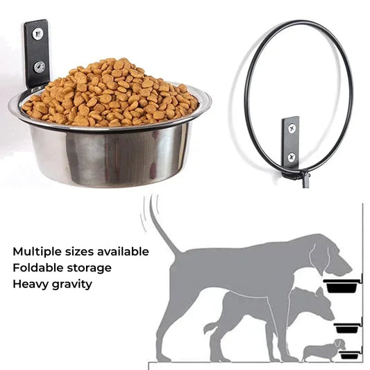 Wall Mounted Pet Bowl Stationary Dog Cage Bowl Stainless Steel Dog Cat Hanging Bowls Durable Puppy Kitten Feeder Water Food Bowl