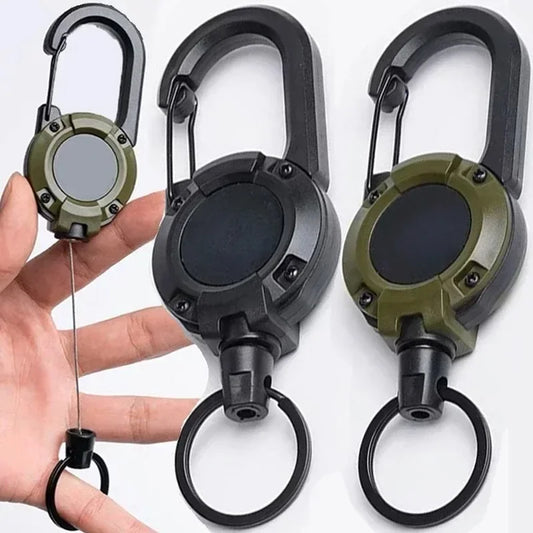 3Pcs Versatile Carabiner Set Outdoor Automatic Retractable Anti-Loss Keychain Telescopic Wire Clips Backpack Key Ring Buckle