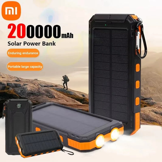 Xiaomi 200000mAh Solar power bank Portable Large Capacity Charger Compatible Lanyard Compass External Battery Outdoor PowerBank