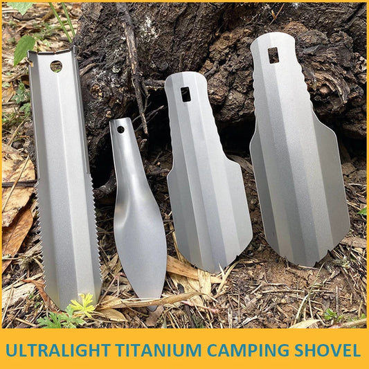 Outdoor Camping Shovel, Multifunctional Portable Titanium Shovel Ultralight Backpacking Multi Tool for Hiking Survival